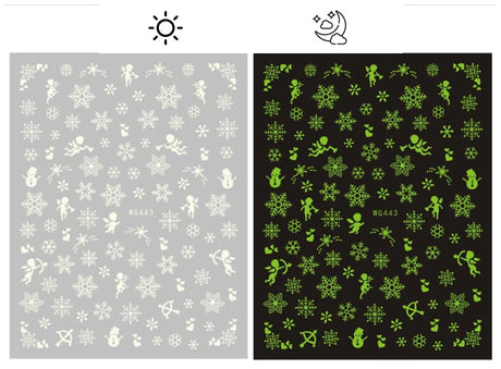 Sliver Bronzing 3D Christmas Nail Art Decoration Sticker Sparkly White Colorful Glitter Geometry Snowflake Winter Slider Foil