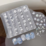 Ocean Themed Silicone Nail Art Mold Baroque Pearl Love Summer Beach Shell Conch Starfish Pattern 3D Carving Template Mold