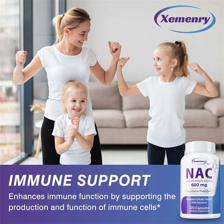 NAC Capsules 600mg - Support Skin Health, Antioxidant, Detox, Enhance Immunity - Non-GMO