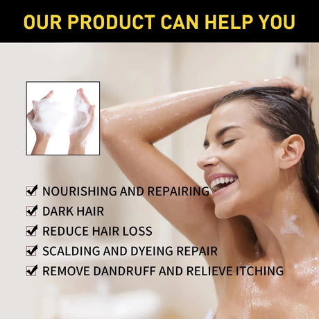 Black Hair Colouring Shampoo 3 in 1 Natural Herbal Essence Instant Colouring Shiny Hair Dye Shampoo Cleaning Nourishing Hair for Covering White