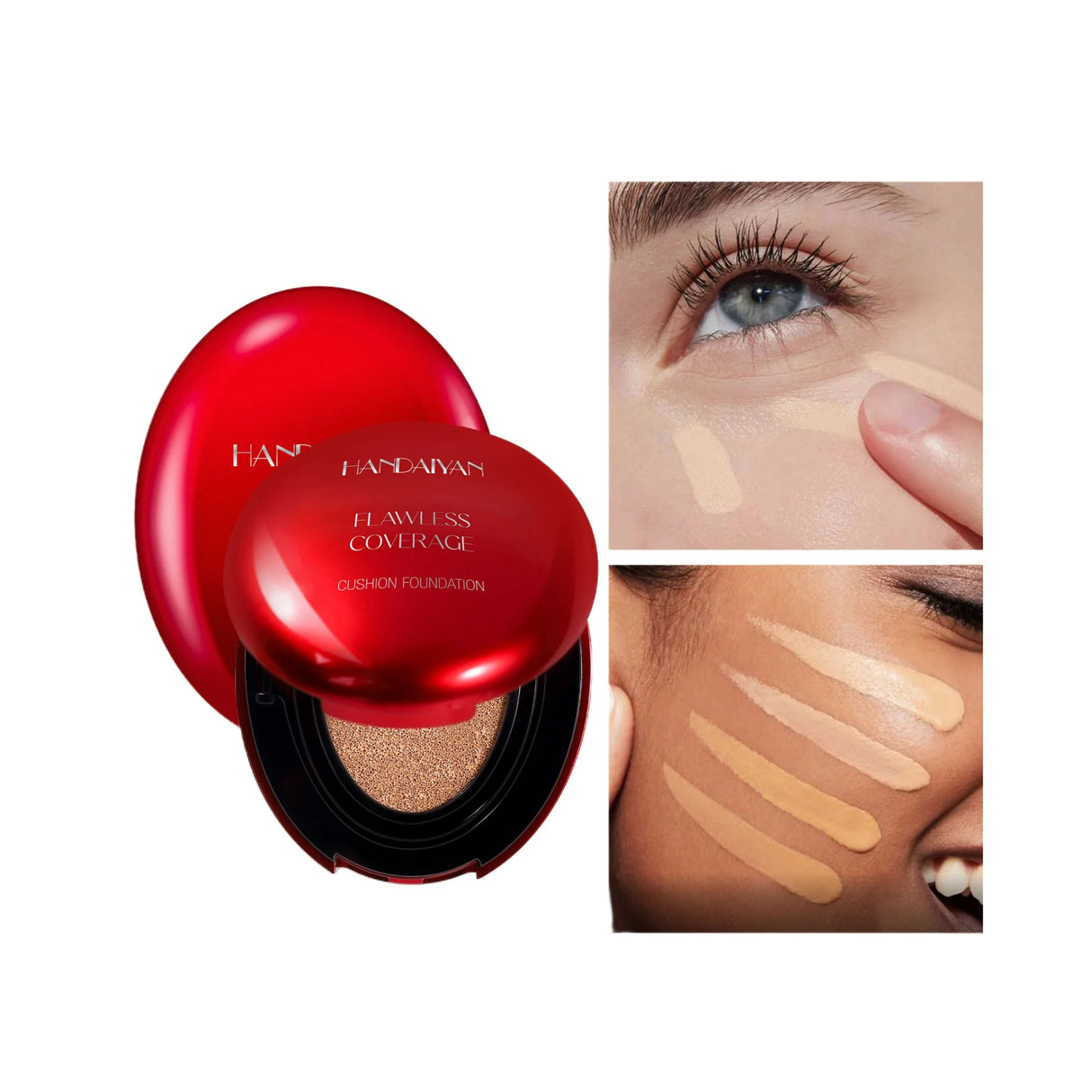 Long Wear Air Cushion Foundation Natural Finish Whitening Concealer Oil Free Makeup Base for Women Lightweight Cover