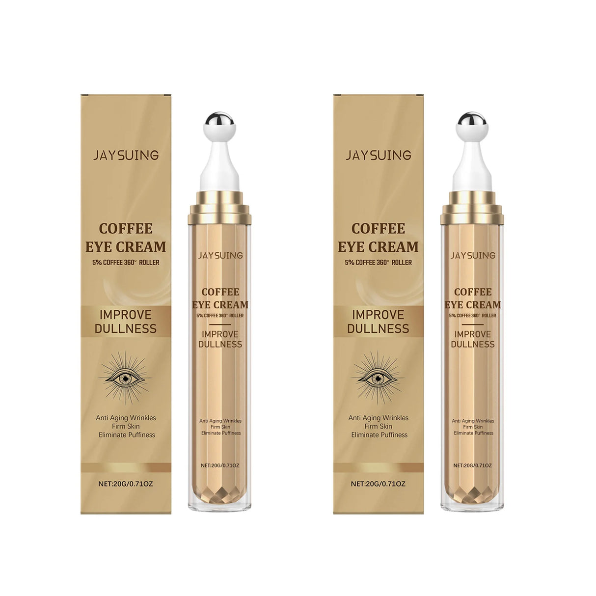 Caffeine Firming Eye Cream Fade Dark Circles Anti-Puffiness Lighten Fine Lines Under The Eyes Remove Eye Bags Roller Eye Massage