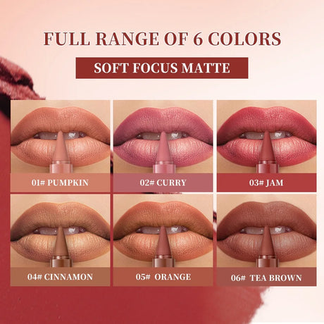 6-color mini lip liner and lipstick pencil, long-lasting waterproof 2-in-1 lip liner and lipstick, sexy matte finish.