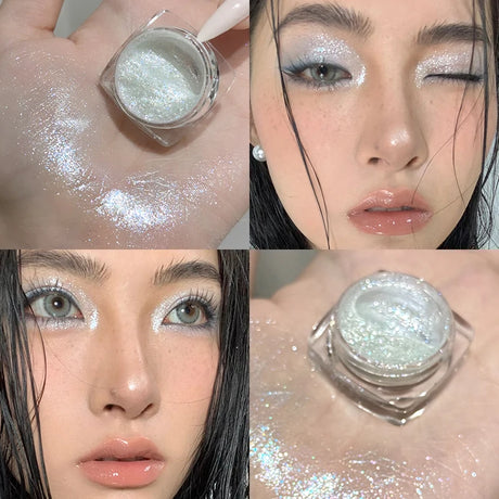 Diamond Purple Liquid Gel Eyeshadow Pearl Glitter Body Highlighter Sequins Monochrome Shimmer Brighten High Gloss Quick Drying