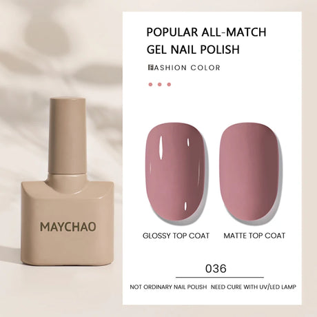 MAYCHAO Gel Nail Polish 12ML Full Coverage Base Top Coat Soak Off Gel Polish UV LED Gel Semi Permanent Varnishes Design Nail Art