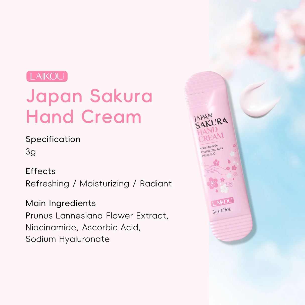 LAIKOU Sakura Hand Cream Moisturizing Nourishing Brightening Hydrating Hand Lotion Creams Intensive Repair Hand Balm Travel Suit