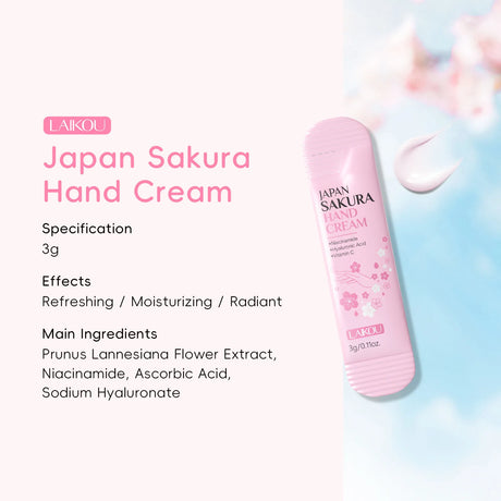 LAIKOU Sakura Hand Cream Moisturizing Nourishing Brightening Hydrating Hand Lotion Creams Intensive Repair Hand Balm Travel Suit