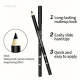 1-20Pcs Waterproof Eyeliner Pencil Long-Lasting High Pigmented Black Wooden Eyeliner Eyebrow Pen Hard Refill Smooth Eyes Makeup