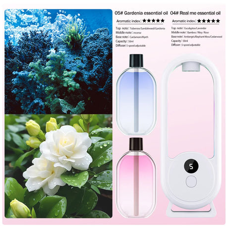 Rechargeable portable aroma diffuser Essential Oil Aromatherapy machine Timed air freshener to remove odors 5 modes timed spray