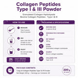 BushAid Collagen Peptide Powder, Bovine Type I & Type II Collagen, Granulated Hydrolysate, Easy To Mix, 200g 30 Servings
