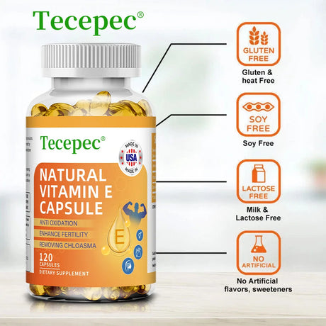 Vitamin E Capsules Helps Blood Birculation and Antioxidant & Brightens Skin Tone Daily Vitamin Supplement Beauty Health