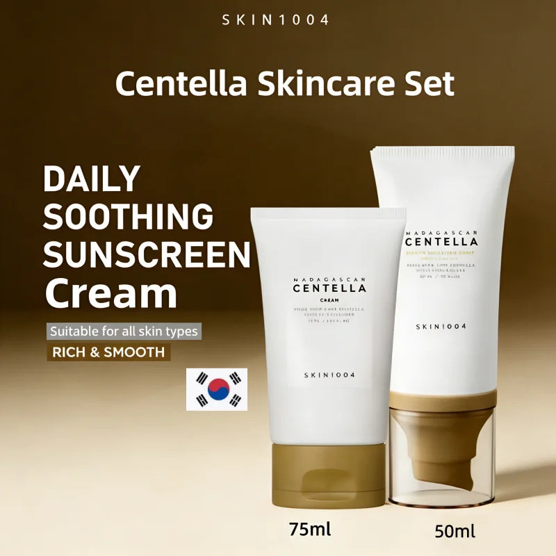 Korean Madagascar Centella Soothing Whitening Cream & Air-Fit Suncream Light SPF30 PA++++ Daily Sun Protection Skincare Products
