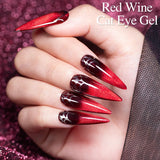 PUENTE 7.5ML Wine Red Magnetic Cat Eye Gel Nail Polish With Magnet, Super Shiny Ruby Red Magnetic Nail Gel, Soak Off UV/LED Lamp Curing, Glossy Varnish, Hypoallergenic Nail Salon Quality Polish for Skin, Gift for Women