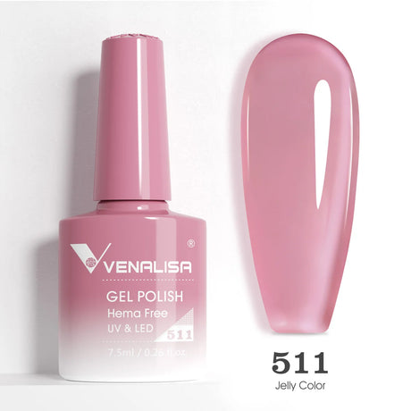 VIP5 Venalisa Nail Gel Polish Jelly Color HEMA/TPO FREE Nude Pink Semi Permanent Soak Off UVLED Gel Polish Sparkle Gel Varnish