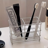 5-Slot Stainless Steel Toothbrush Holder - Space-Saving Freestanding Design, No Installation Required, Ideal for  Bathrooms