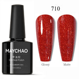 MAYCHAO Glitter Gel Nail Polish 7.3ml Semi-permanent Sequins Shiny Gel Base Top Coat Soak Off UV LED Varnish Nail Art Decoration