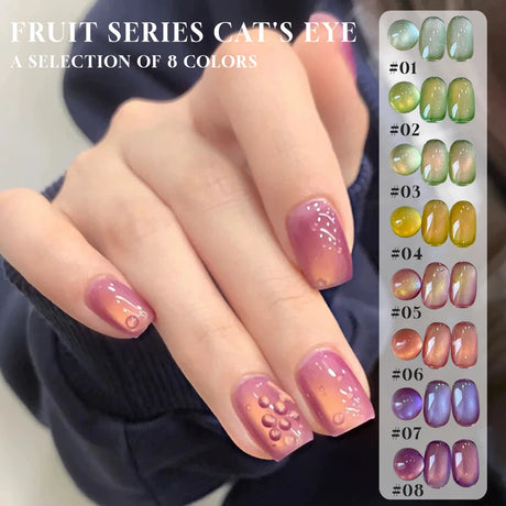 MN 1-20pcs 12ML Pink Gold Cat Eye Ocean Bubble Glass Beads Cat Eye Gel Nail Polish Blue Nails UV Light Nails Green Nails