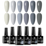 6pc All-Season Colors Gel Nail Polish Set UV LED Soak Off Nail Art Supplies Semi Permanent DIY Manicure Salon Nails Design