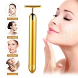 24K Electric Face-Lifting Rose Gold Stick T-Shaped Tacial Massager Skin Tightening Electric Beauty Instrument