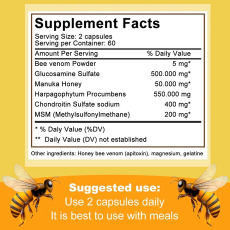 Natural Bee Capsules - Relieves Joint Pain and Stiffness, Promotes Bone Health, for Immunity and Anti-oxidation