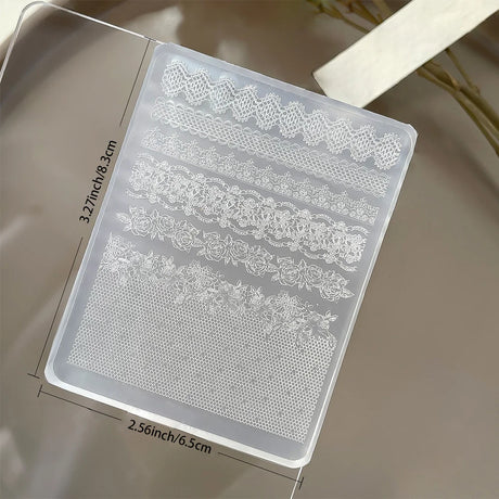 1Pcs 3D Lace Rose Silicone Nail Art Molds Hollow French Checkered Charms Nails Templates DIY Sexy Elegant Laces Manicure Mold Tr