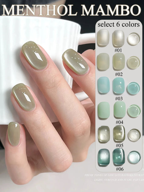 WS Black Glass Cat Magnetic Gel Nail Polish Punk Style Nail Art Manicure Varnis Semi Permanent Gel for Winter Nail Supplies