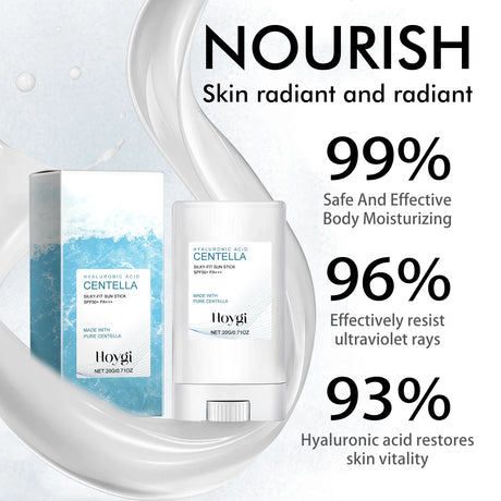 Hoygi Hyaluronic Acid Sunscreen Stick Broad Spectrum SPF 50+ Hydrating Non-Greasy Fast Absorbing for Face and Body On-The-Go