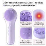 Sonic Waterproof Facial Cleansing Brush Rechargeable Scrubber Exfoliating Vibrating Deep Clean Face Cleaner Skin Care Tool