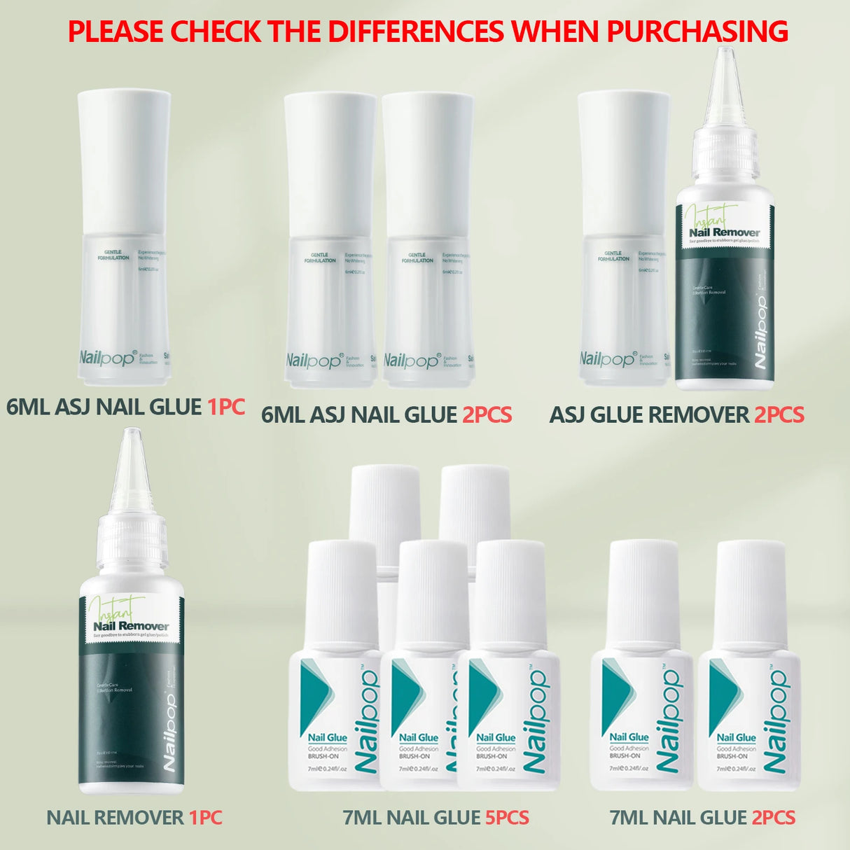 Nailpop SafeDry Eco Quick Dry Nail Glue 6/7ML Strong Hold Low Odor Clear False Nail Tips Adhesive Professional DIY Home 1/2pc