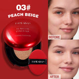 Long Wear Air Cushion Foundation Natural Finish Whitening Concealer Oil Free Makeup Base for Women Lightweight Cover