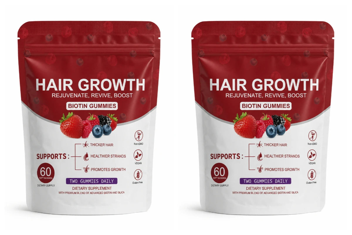 Women Hair Growth Vitamin Gummies Healthy Nourishment with Biotin Collagen Botanical Extracts Also for Skin Nail Care 60count