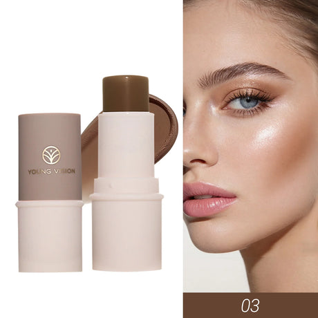 YOUNG VISION Face Contour Highlighter Stick, Dual-Ended Cream Concealer Shading Stick for Nose, Collarbone, Natural 3D Makeup