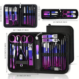 6/9/18/26pcs Manicure Set, Stainless Steel Gradient Professional Pedicure Kit Nail Scissors Grooming Kit With Travel Case