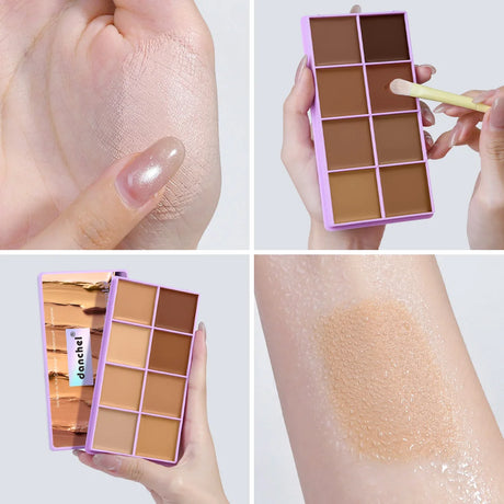 8 Shade Cream Concealer Palette Waterproof Full Coverage Multi-Function Cream Blemishes & Cover Long-Lasting Korean Makeup