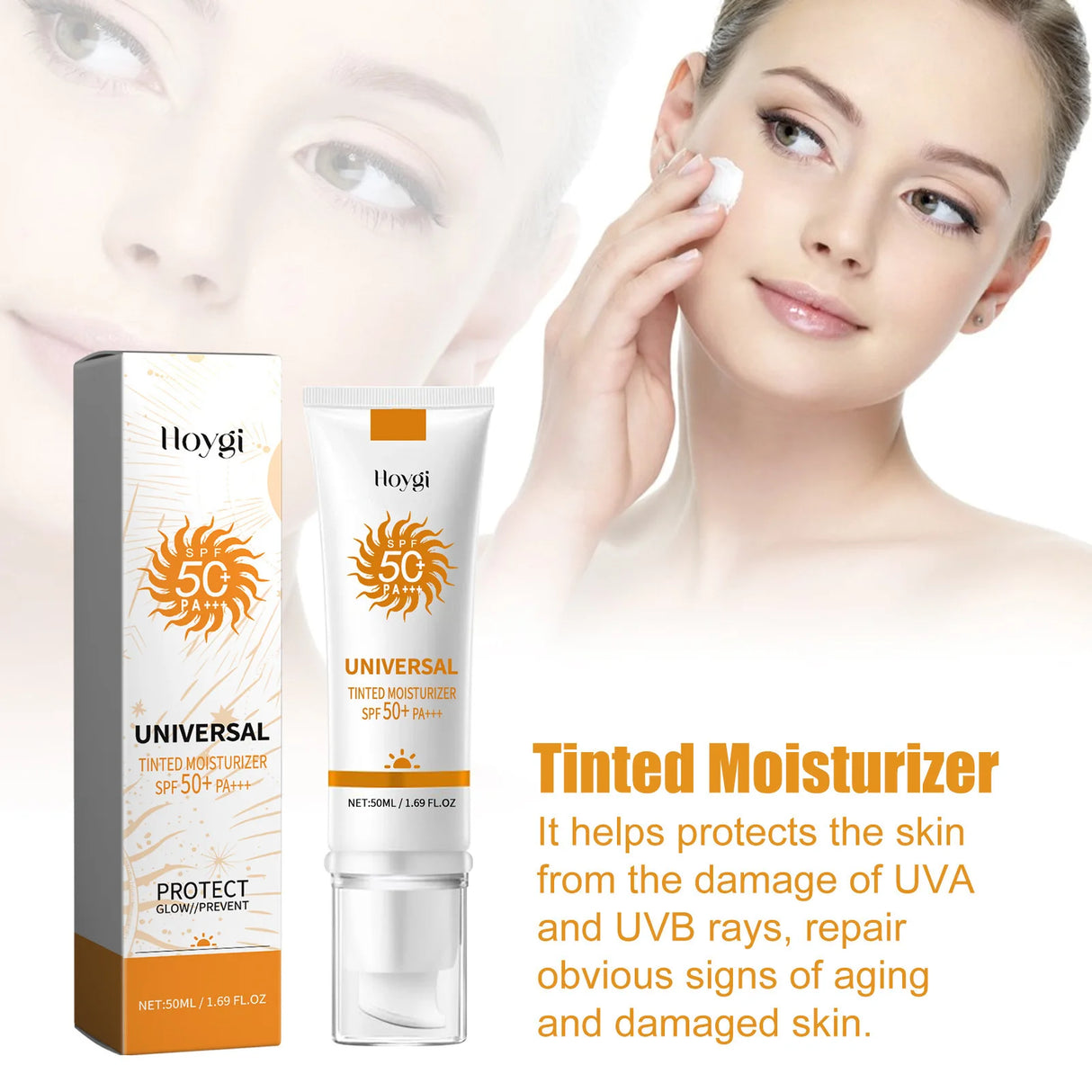 All in One Spf50 Sunscreen Brightening Foundation Cream Cover Anti UV Face Moisturizer Isolation Bleaching Sunscreen Lotion 50ml