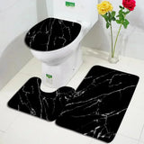 Abstract Marble Bath Mat Sets Modern Geometric Gold Lines Blue Texture Pattern Bathroom Decor Carpet Non-Slip Rugs Toilet Cover