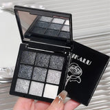 Punk Smoked Black Gray 9 Color Eyeshadow Makeup Palette Dark Color Pressed Glitter for Eyes Shadow Pigment Powder Cosmetics