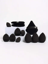 12pcs All-Purpose Makeup Sponges Set Consisting Of 3 Triangular Powder Puffs, 3 Mini Air Cushion Powder Puffs, 3 Water Drop Shaped Makeup Sponge, And 3 Mini Makeup Sponge. Suitable For Liquid Foundation, Powder Foundation, An