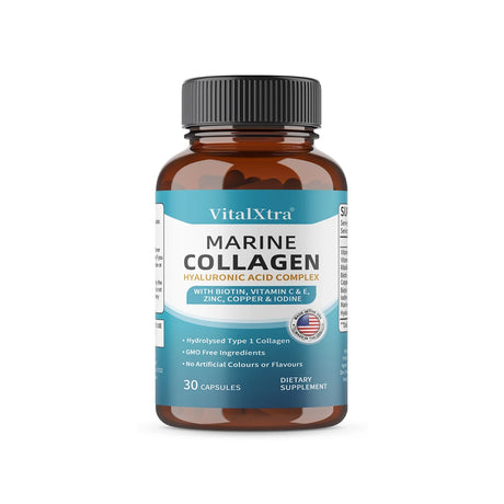 Marine Collagen Complex Capsules - Hyaluronic Acid Biotin, Support Skin Hair Nail Condition, Joint Cartilage & Body Wellness
