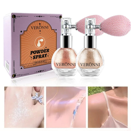 Highlighter Powder Spray Longwear sparkle fairy powder High Gloss Glitter Spray Body Bronzer For Face Body Makeup Cosmetics