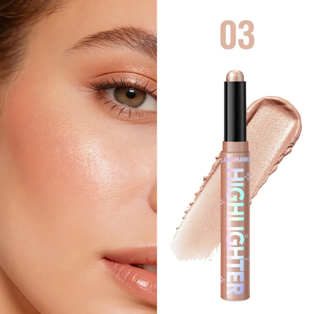 Face Pearl Diamond Highlighter Stick Contour Nose Shadow Lasting 3D Brightening Cheek Blusher Illuminator Repairing Makeup Pen