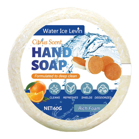 Hyaluronic Acid & Collagen Hand Soap, Deep Cleansing Moisturizing Citrus Scented Liquid Soap for Smooth Hands 60g