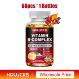 Vitamin B Complex Supplement, Rich in B1, B2, B3, B5, B6, Biotin, Strength Energy, Support Brain & Heart, Promote Metabolism