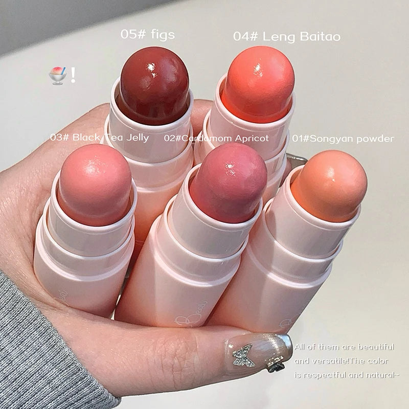 Gege Bear Soft Matte Blush Stick Moisturizing Natural Matte Tender Eeasy to Blend Rouge Stick