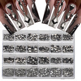 1 box of multi -shaped 3D nail diamond kits -24 AB crystal gem grids, flat -bottom nail art accessories multi -style nail suppli