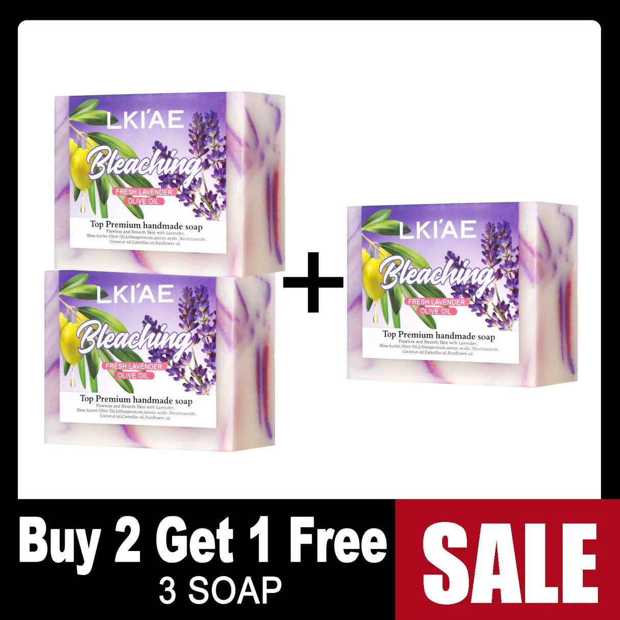 Fresh Lavender Oil Soap Bar, Whitening, Reduce Acne, Smooth Skin, With Niacinamide, Glutathione, For All Skin Types, 150g/5.3 oz