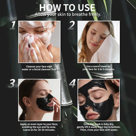 50g Bamboo Charcoal Peel-Off Mask Deep Cleansing Blackhead Removal Black Mud Skin Fresh Hydrated - Blackheads Removal Mask