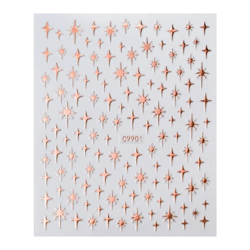 Metal Laser Holographic Star Nail Stickers, Disposable Self-Adhesive Resin Nail Decals for Women, Art Decor Accessories