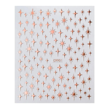 Metal Laser Holographic Star Nail Stickers, Disposable Self-Adhesive Resin Nail Decals for Women, Art Decor Accessories