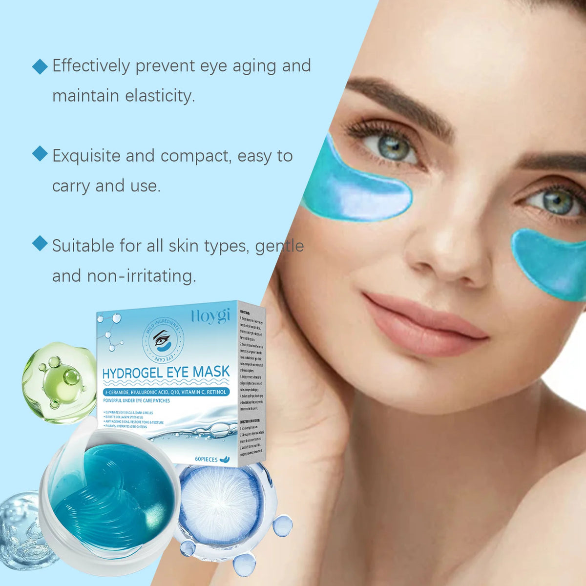 60PCS Retinol Eye Masks Firming Eye Bags Anti Dark Circles Fine Lines Removal Moisturizing Anti Wrinkle Skin Care Eye Patches